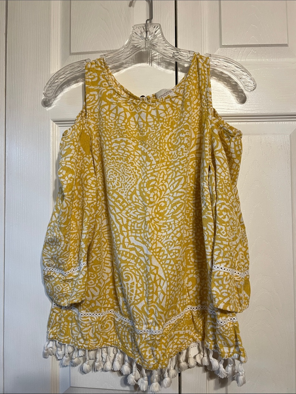 Chico's Sunshine Yellow and White Printed Sleeveless Top